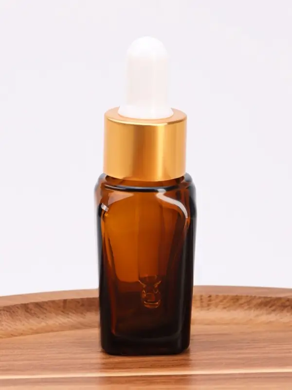 Бутылочка для хранения, с пипеткой, 10 мл, цвет коричневый, золотой