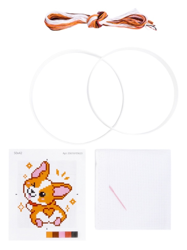 Набор для творчества. Вышивка Набор для творчества. Вышивка "Корги-улыбашка" (с пяльцами) 05618