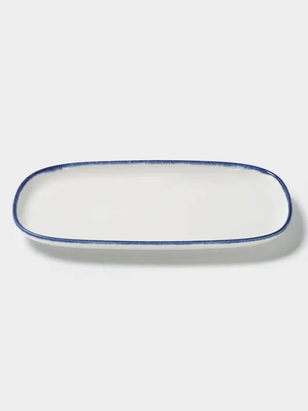 Блюдо овальное Magistro Blue Lagoon, 34.9&times;17.3&times;1.9 см, фарфор, белое