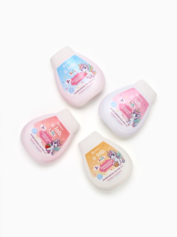 Детский шампунь-гель-пена 3в1   Детский шампунь-гель-пена 3в1  "Единороги", 250 мл, аромат сладкий леденец