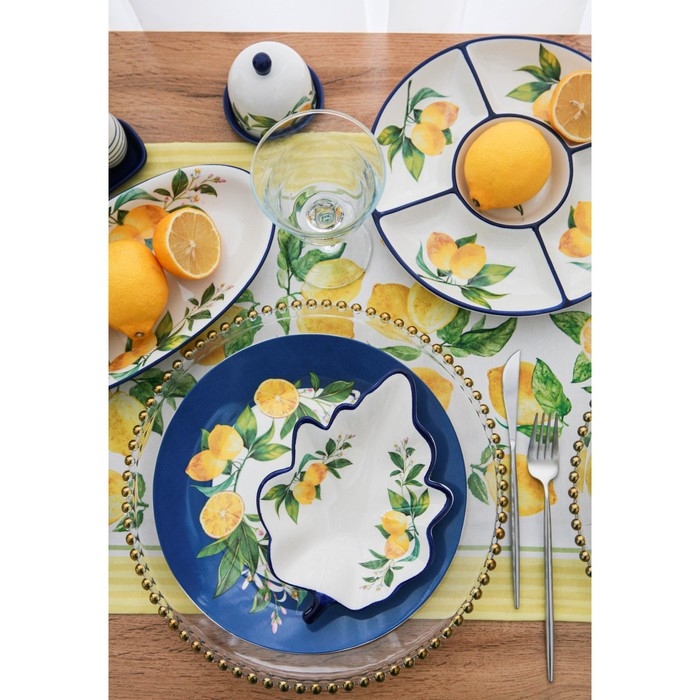 Менажница 5 ячеек Доляна «Лимон», d=26 см, цвет белый Менажница 5 ячеек Доляна «Лимон», d=26 см, цвет белый