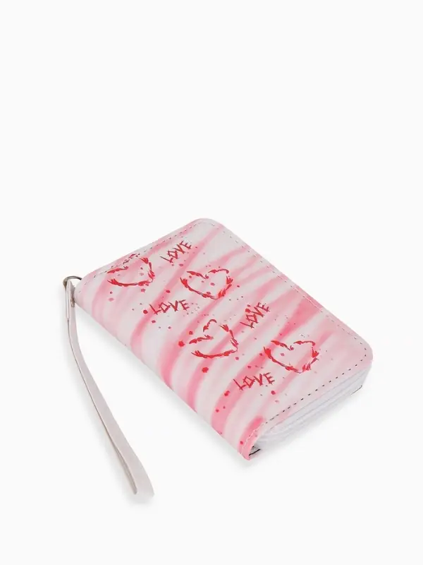 Кошелёк на молнии, 12&times;1.5&times;9 см, с принтом, розовый