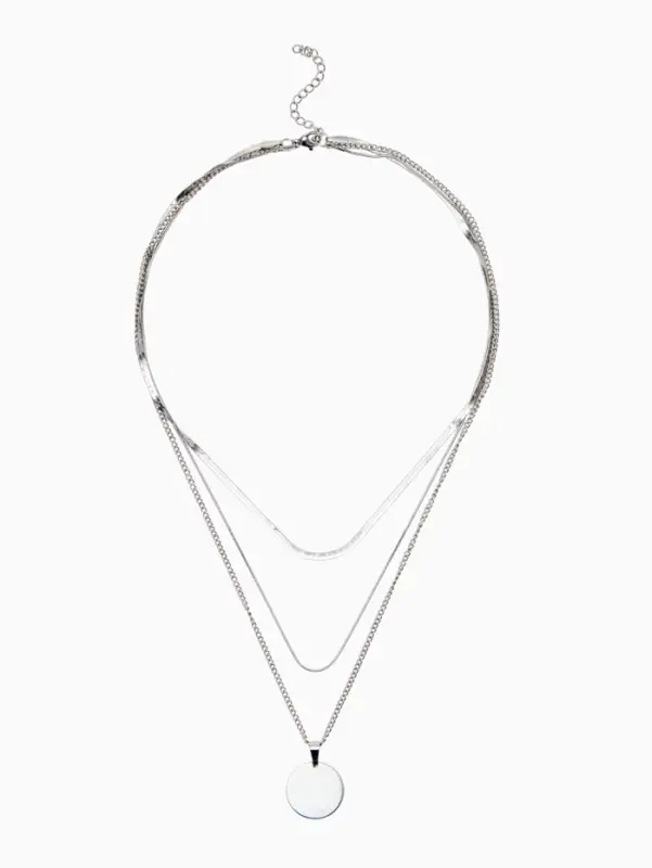 Кулон на цепочке &laquo;Цепь&raquo;, классический диск, цвет серебро, 50 см
