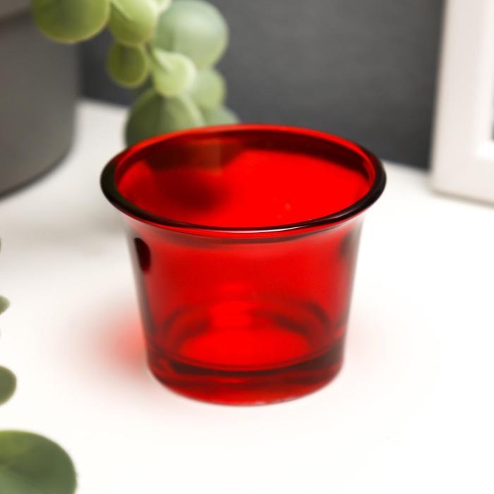 Подсвечник стекло на 1 свечу Подсвечник стекло на 1 свечу "Глянец", красный 4,7х6,2х6,2 см
