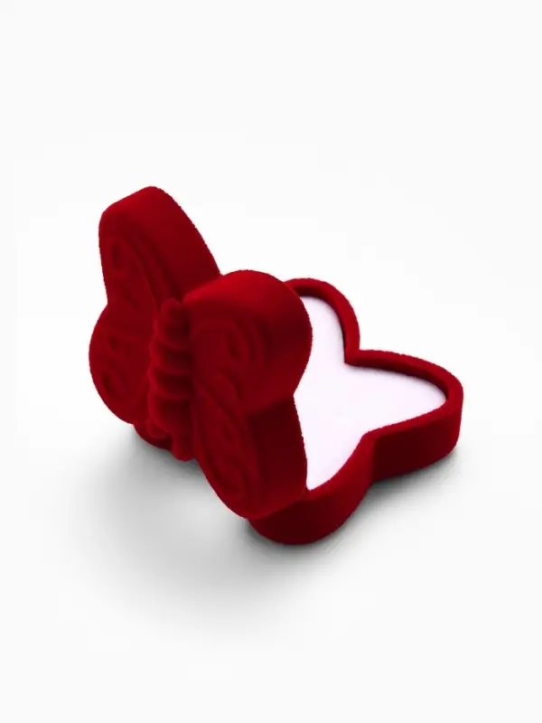 Футляр под серьги, кольцо &laquo;Бабочка&raquo;, бархатный, 5&times;5.5 см, красный