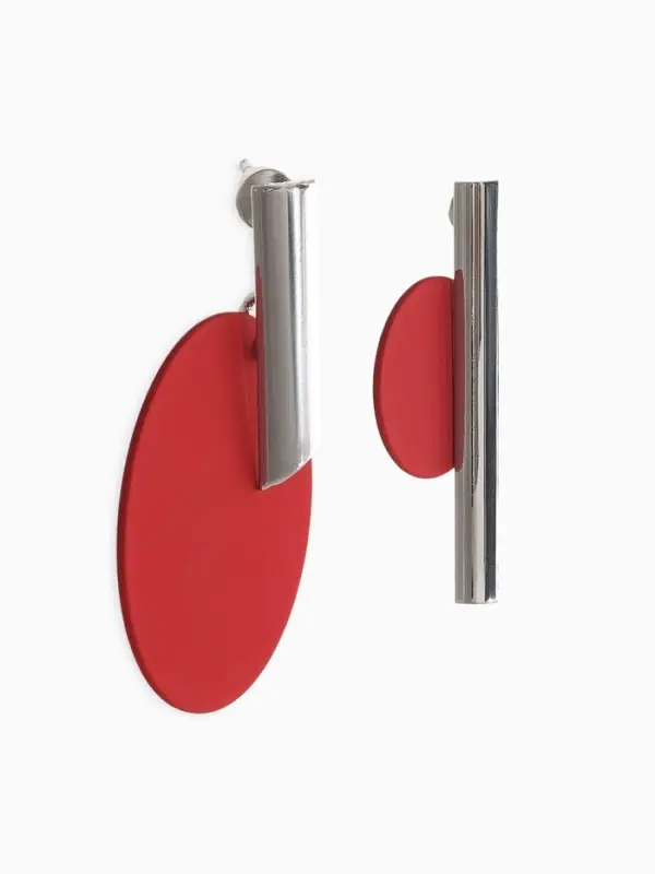 Серьги ассорти &laquo;Арт&raquo;, линии, красные в серебре