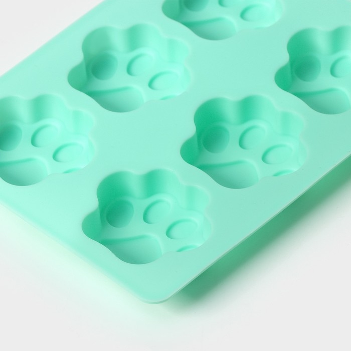 Форма для выпечки Доляна «Животные.Лапка», силикон, 18×13,8 см, 6 ячеек (5×5,4 см), бирюзовая Форма для выпечки Доляна «Животные.Лапка», силикон, 18×13,8 см, 6 ячеек (5×5,4 см), бирюзовая