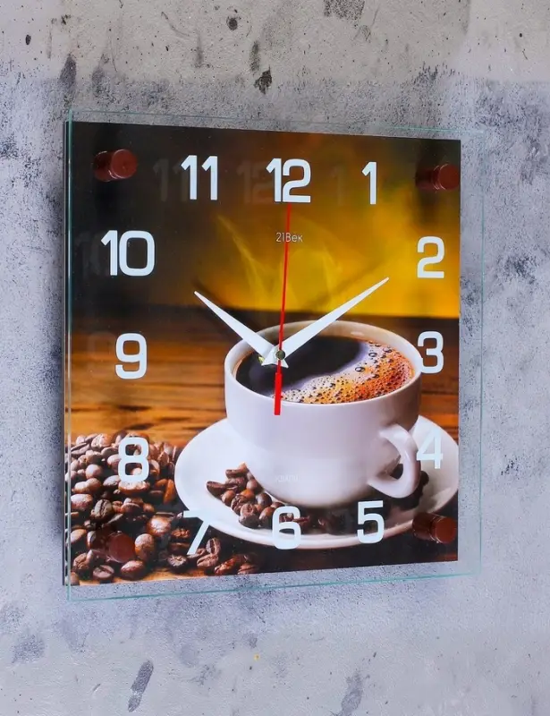 Часы настенные интерьерные &laquo;Кофе&raquo;, серия: Кухня, бесшумные, 25&times;25 см