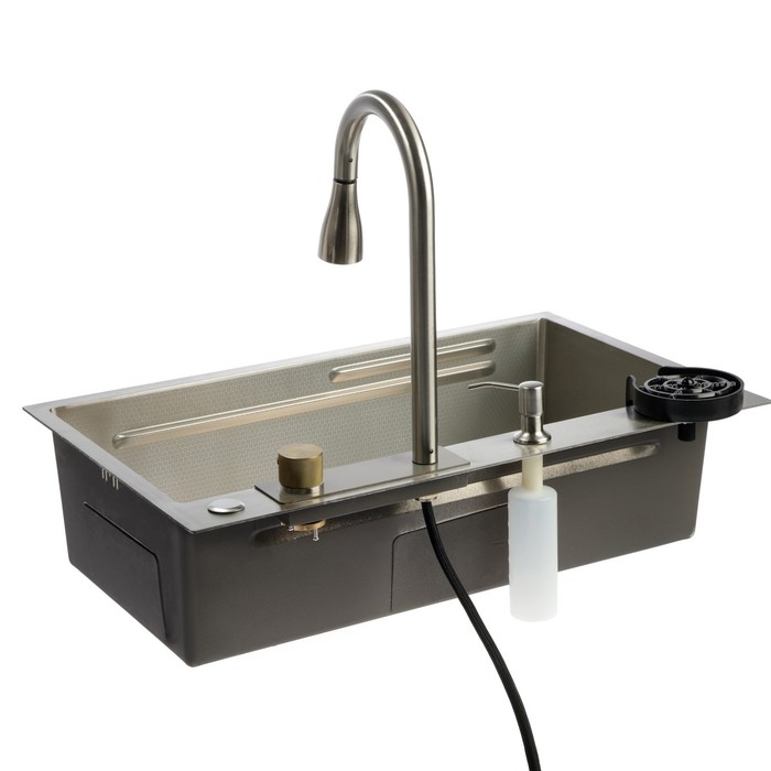 Кухонная мойка ZEIN M01, S=3.0 и 0.7 мм, смеситель, корзины, разделочная доска, сифон, сатин Кухонная мойка ZEIN M01, S=3.0 и 0.7 мм, смеситель, корзины, разделочная доска, сифон, сатин