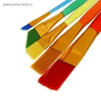 Набор кистей для рисования, нейлон, 5 штук, &laquo;Радуга&raquo;, плоские, большие, международный размер