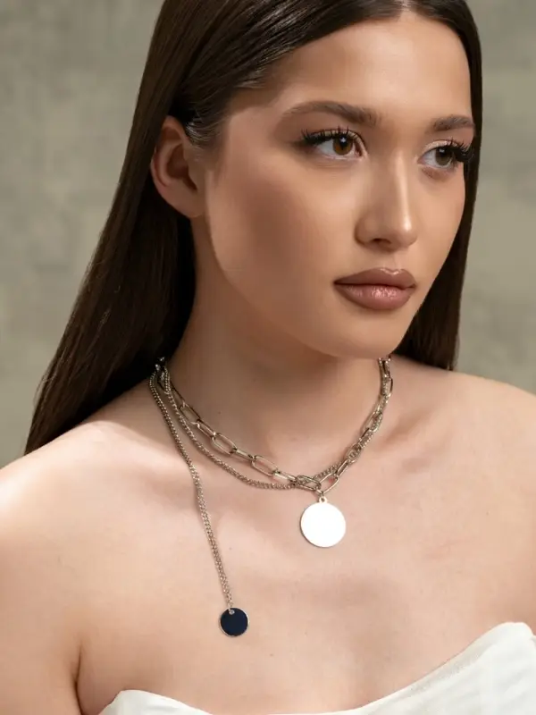 Кулон &laquo;Цепь&raquo;, звенья, 2 нити, цвет серебро, 42 см