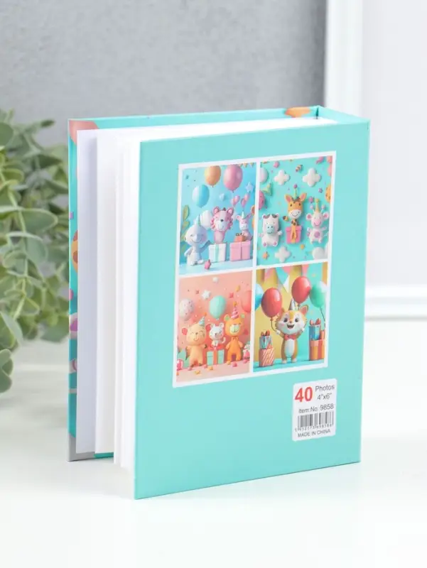 Фотоальбом на 100 фото 10х15 см "Зверушки и облачка" 4,5х12,5х16,5 см