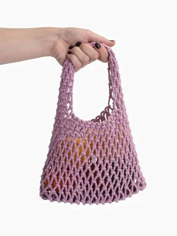 Сумка - авоська плетёная, клетка 1.5 см, лиловая