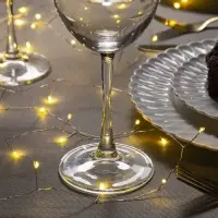 Гирлянда &laquo;Мишура&raquo; 5 м, роса, IP20, серебристая нить, 100 LED, свечение тёплое белое, USB