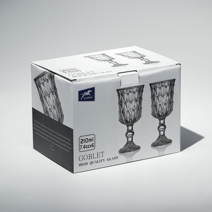 Набор фужеров «Афродита», стеклянный, d=8 см, h=16 см, 210 мл, 6 шт Набор фужеров «Афродита», стеклянный, d=8 см, h=16 см, 210 мл, 6 шт