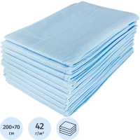 Простыня н/с 200x70см спанбонд пл.42 голубая 10шт/уп  Гекса