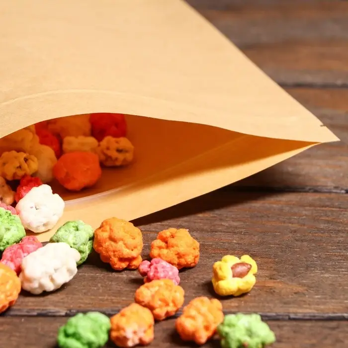 Пакет Zip - lock Крафт с прямоугольным окном, плоский, 20×30 см