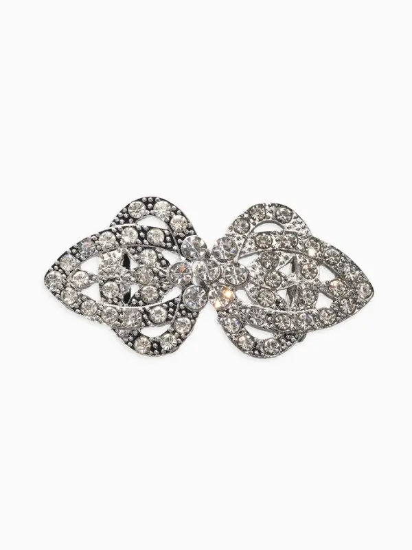 Зажим для кардигана Зажим для кардигана "Ажур", шип, цвет белый в серебре