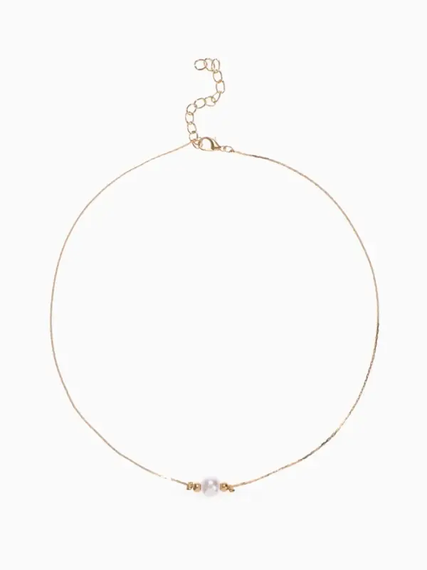 Кулон на цепочке &laquo;Жемчужина&raquo;, белый в золоте, 39 см