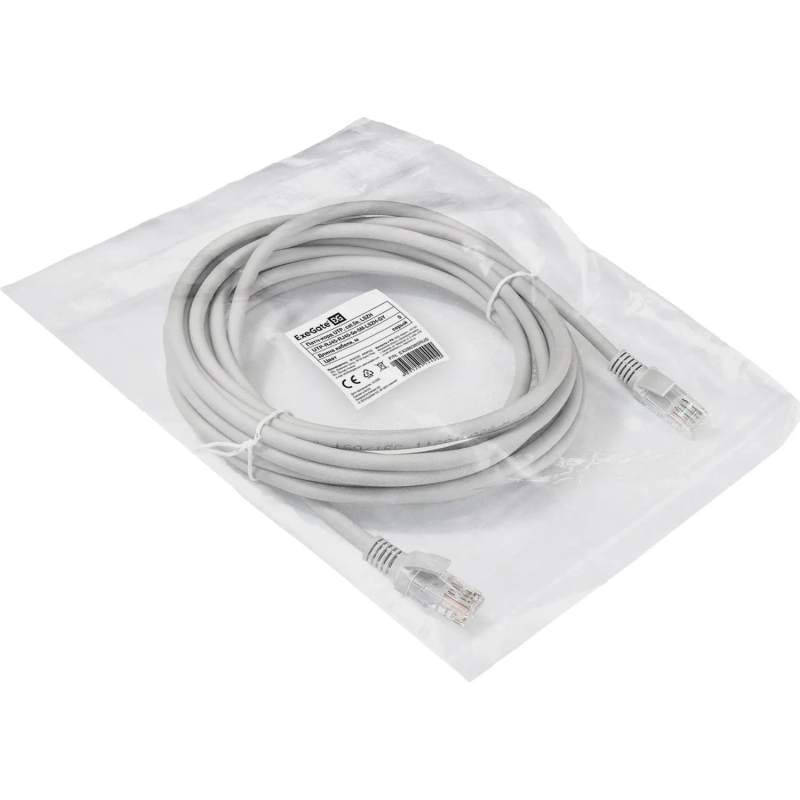 Патч-корд ExeGate UTP-RJ45-RJ45-5e-5M-LSZH-GY, cat.5e, 5м <EX286385RUS