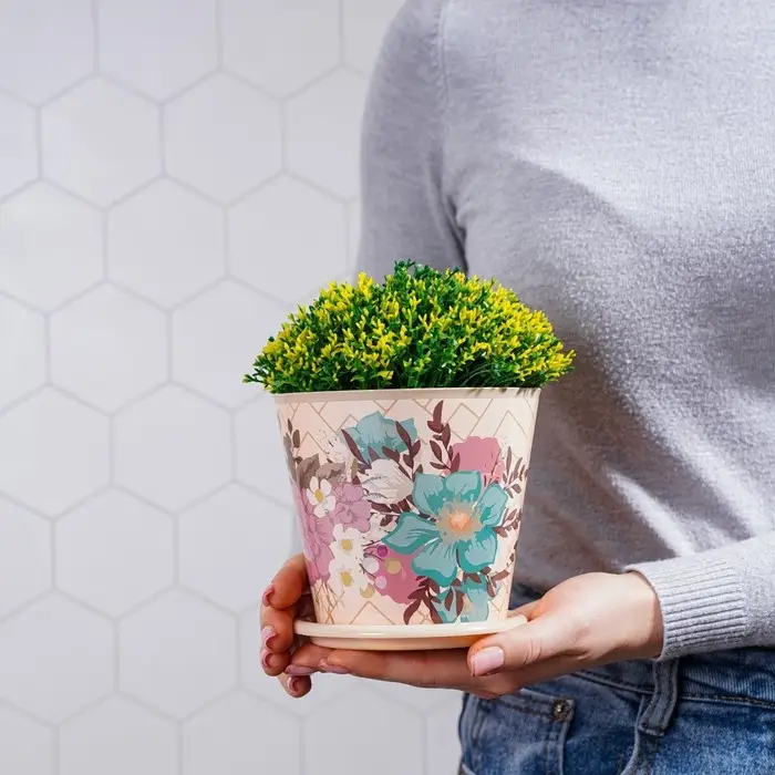 Горшок для цветов Доляна «Фрезия», 800 мл, цвет бежевый