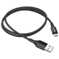 Кабель Borofone BX54, microUSB - USB, 2.4 А, 1 м, оплётка нейлон, чёрный