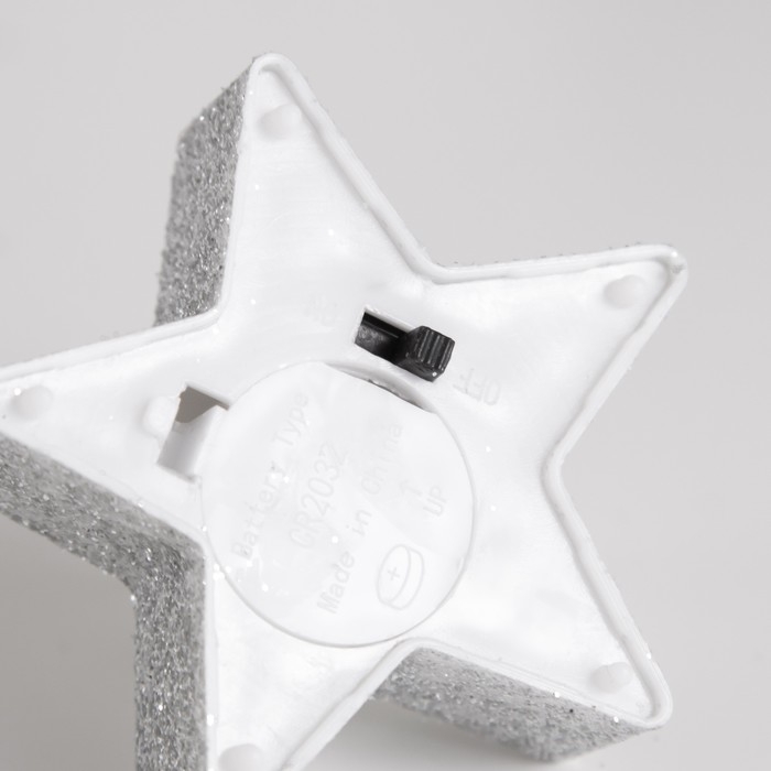 Ночник Ночник "Звезда свеча" LED 1Вт от батареек 3хLR44 серебро 5х5х2см, (набор2 шт ). RISALUX