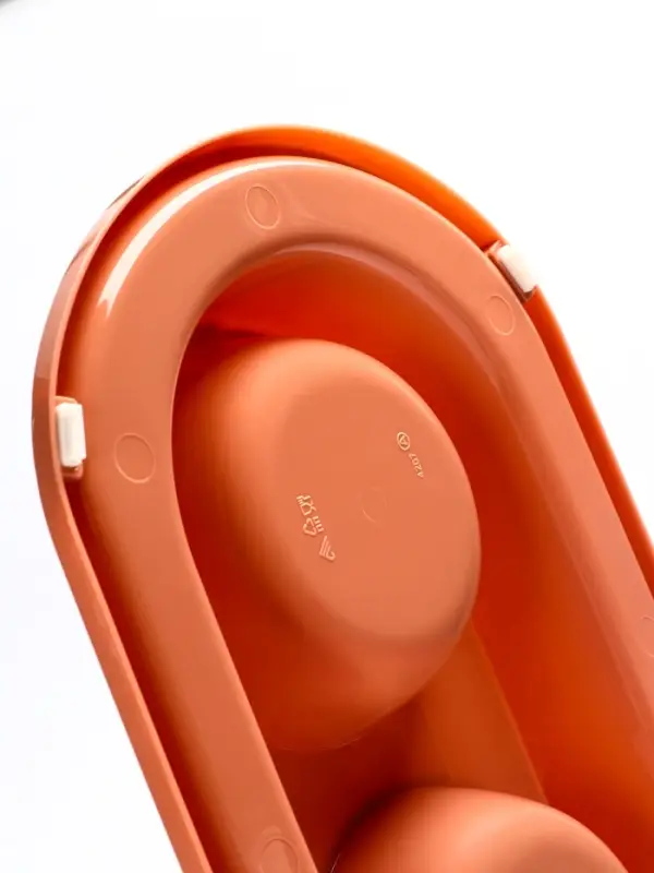 Миска двойная для животных &laquo;Мур-мяу&raquo;, 300 мл, на подставке, пластик, цвет кирпичный