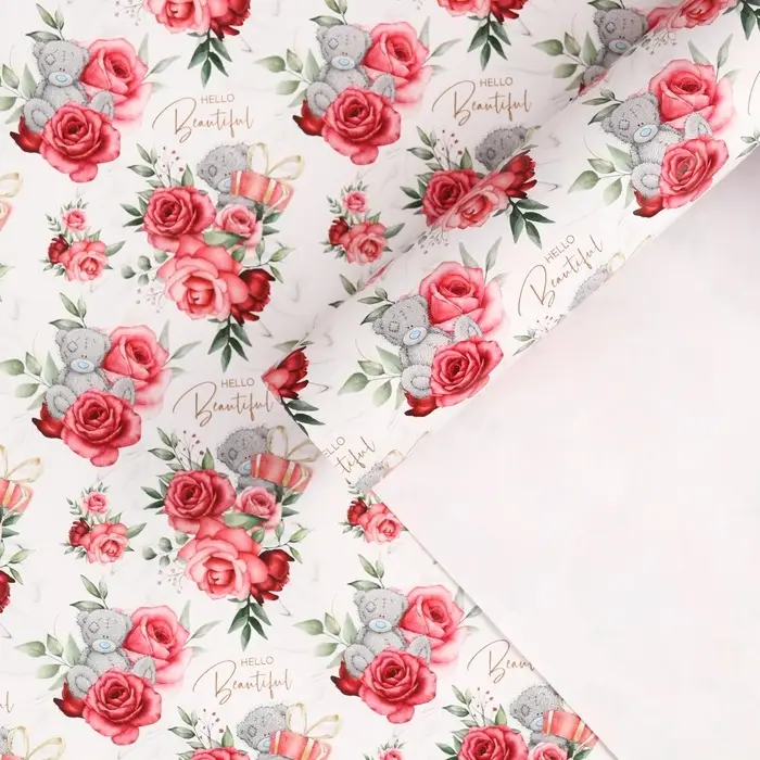Бумага упаковочная глянцевая, «Розы», 70×100 см