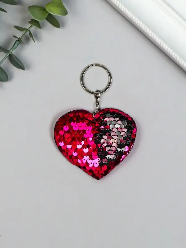 Брелок для ключей на кольце &laquo;Пайетки. Сердечко&raquo;, текстиль, 9&times;8 см, МИКС