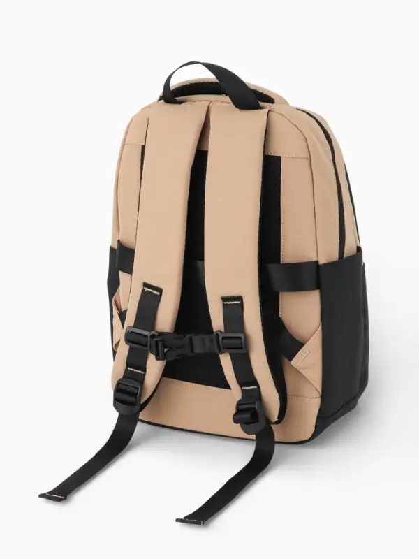 Рюкзак, 27*13*38,5 см, 2 отд 3н/карм, Комби, Водонепрон. дно, бежевый/черн