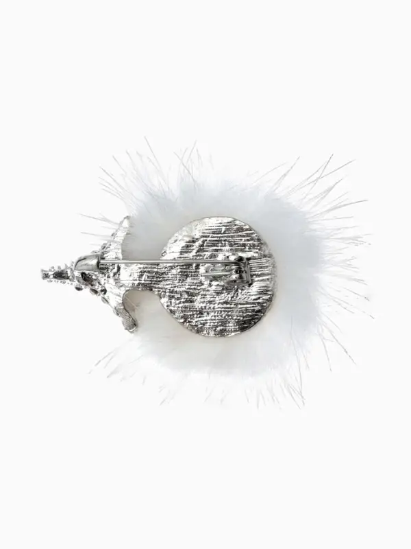 Брошь &laquo;Ёжик&raquo;, пушистый, белая в серебре