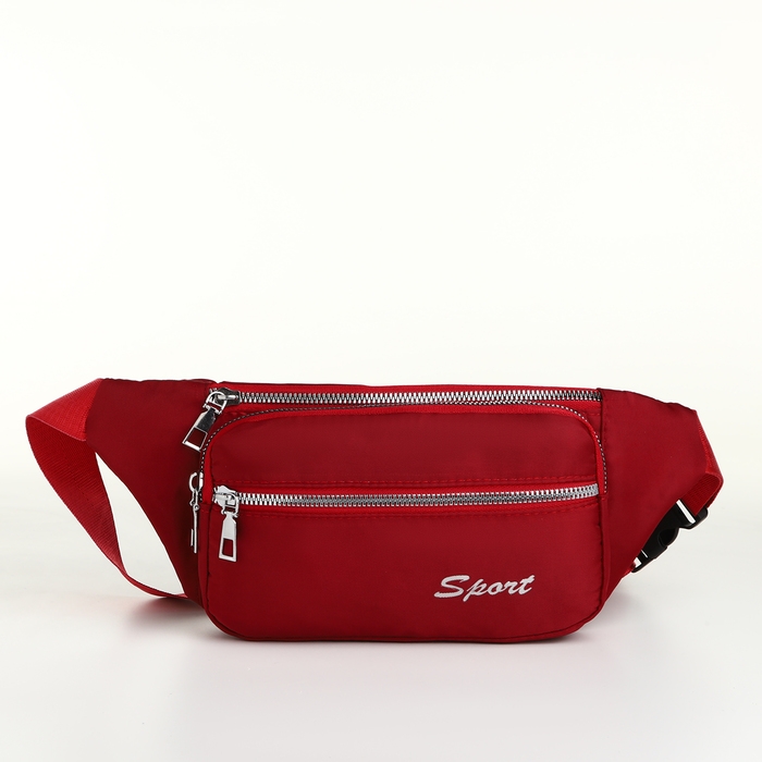 Поясная сумка на молнии, 2 наружных кармана, цвет красный Поясная сумка на молнии, 2 наружных кармана, цвет красный