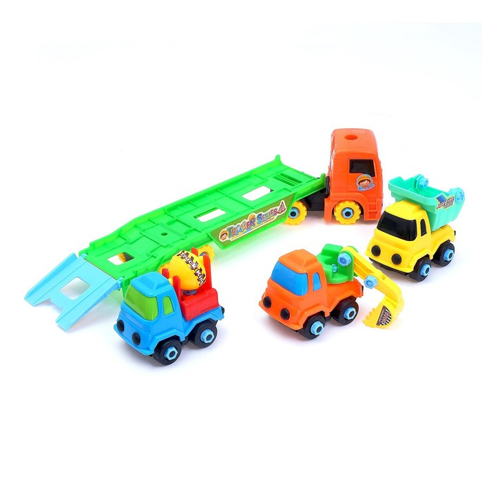 Конструктор винтовой «Автовоз», с 3 машинками Конструктор винтовой «Автовоз», с 3 машинками