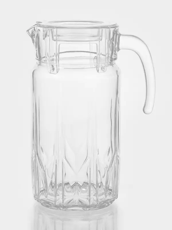 Кувшин Paşabah&ccedil;e Karat, 1.5 л, с прозрачной акриловой крышкой, стекло, прозрачный