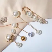 Набор булавок (6 шт.) &laquo;Жемчужное ассорти&raquo;, 6.5 см, белый в золоте