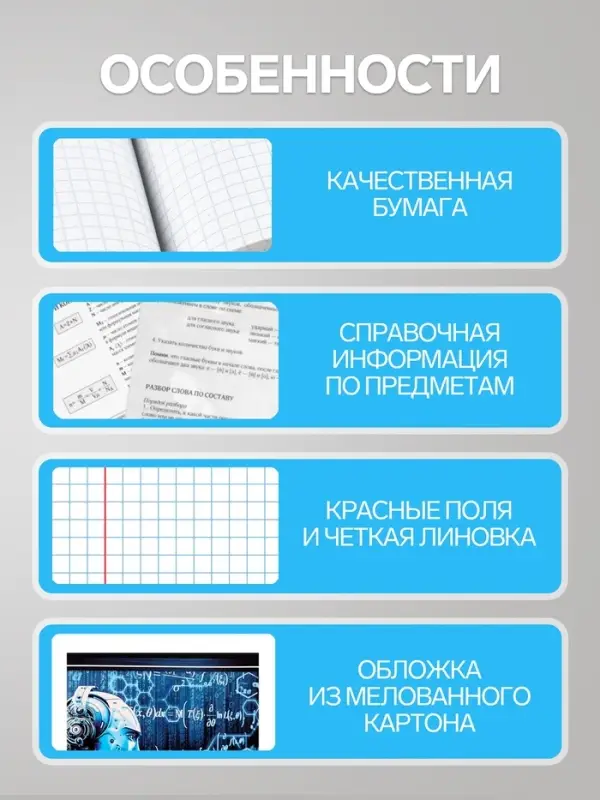 Тетради предметные Calligrata &laquo;Металл&raquo;, 10 предметов, 48 листов, со справочным материалом, обложка из мелованного картона