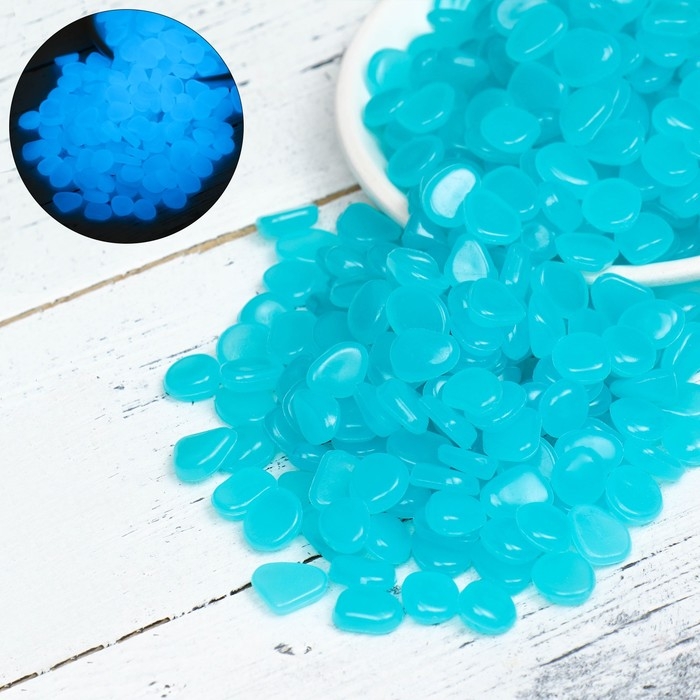 Декоративные камни для аквариума, светящиеся, 8-11 мм, 200 г, голубые Декоративные камни для аквариума, светящиеся, 8-11 мм, 200 г, голубые