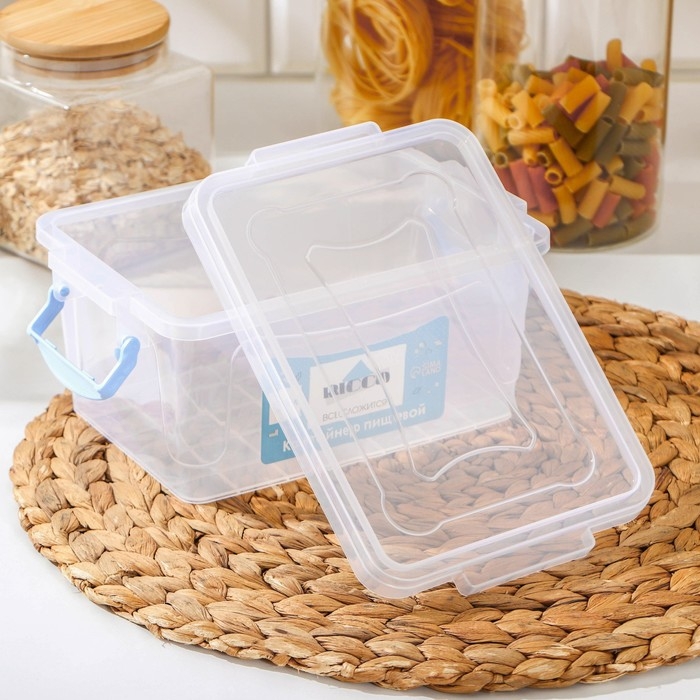Контейнер пищевой RICCO, 1,5 л, 21×14×10 см, прямоугольный, прозрачный