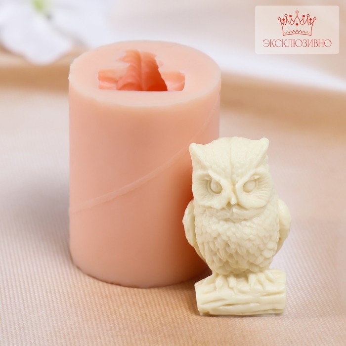 Молд силиконовый Молд силиконовый "Сова на бревне" 5х3,5х3,5 см