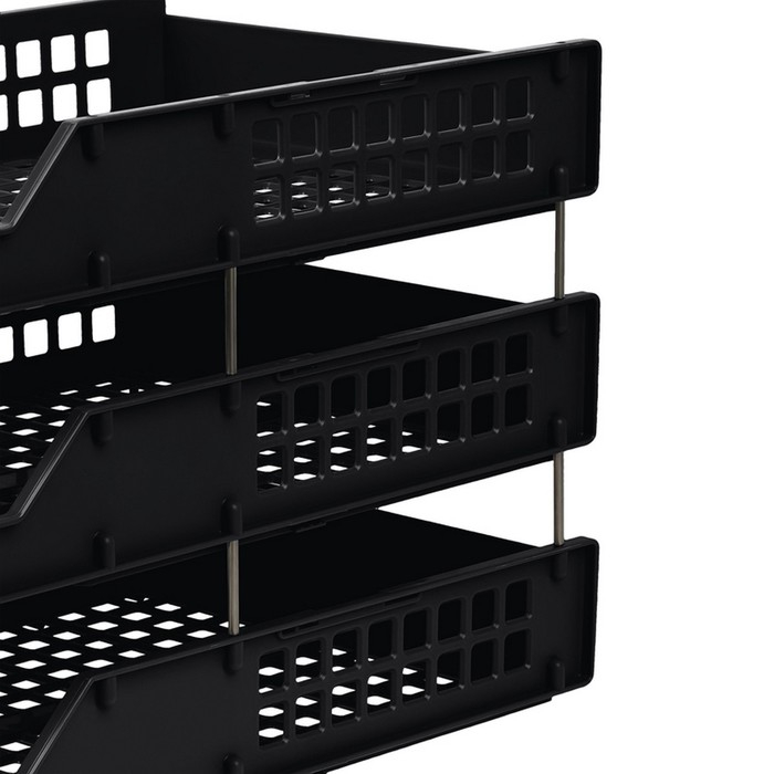 Набор лотков для бумаг горизонтальных Стамм STRONG, 3 штуки, на металлических стержнях, чёрный Набор лотков для бумаг горизонтальных Стамм STRONG, 3 штуки, на металлических стержнях, чёрный