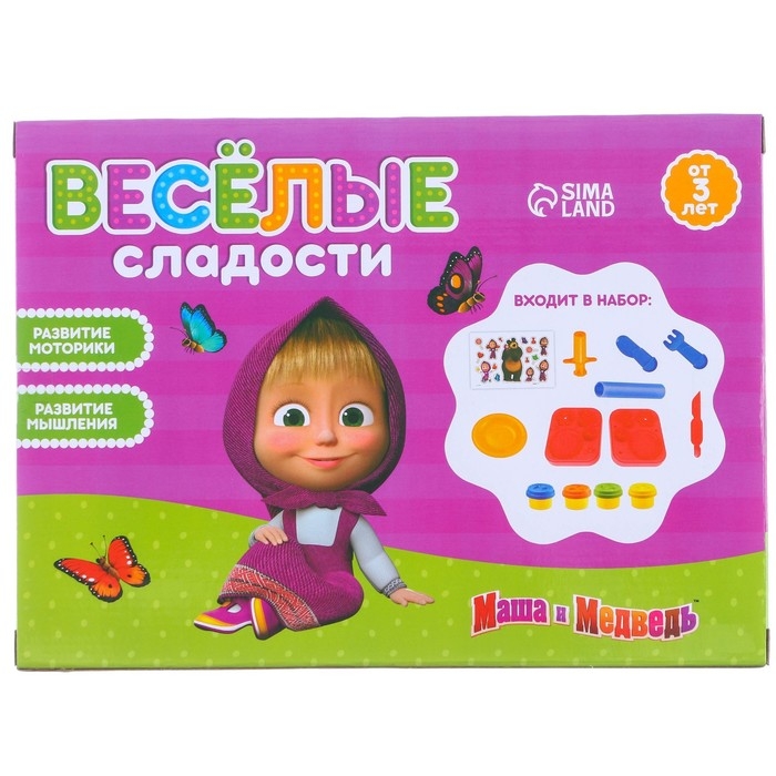 Игровой набор для лепки «Весёлые сладости», Маша и Медведь, 4 баночки с пластилином Игровой набор для лепки «Весёлые сладости», Маша и Медведь, 4 баночки с пластилином