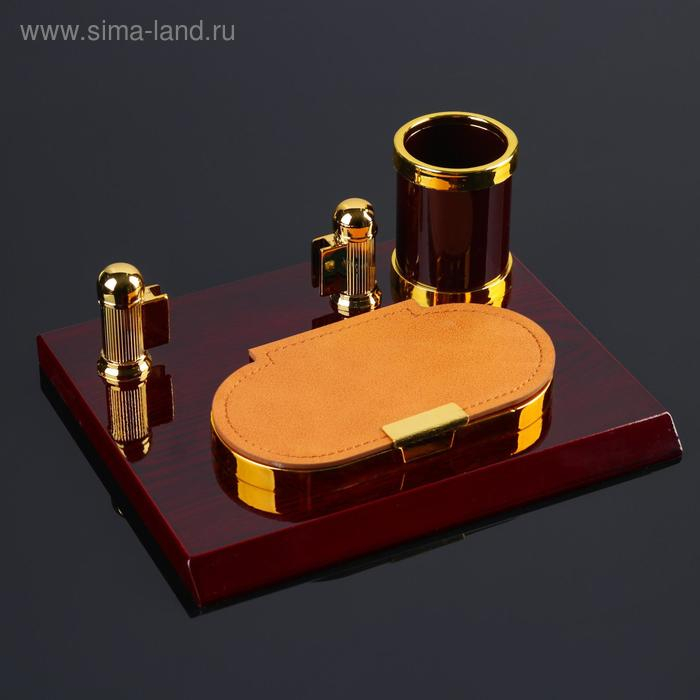 Набор настольный 3в1 с визитницей, красное дерево Набор настольный 3в1 с визитницей, красное дерево