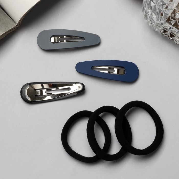 Набор для волос «Флоренс» (3 резинки, 3 невидимки) 5 см, тёмные цвета Набор для волос «Флоренс» (3 резинки, 3 невидимки) 5 см, тёмные цвета