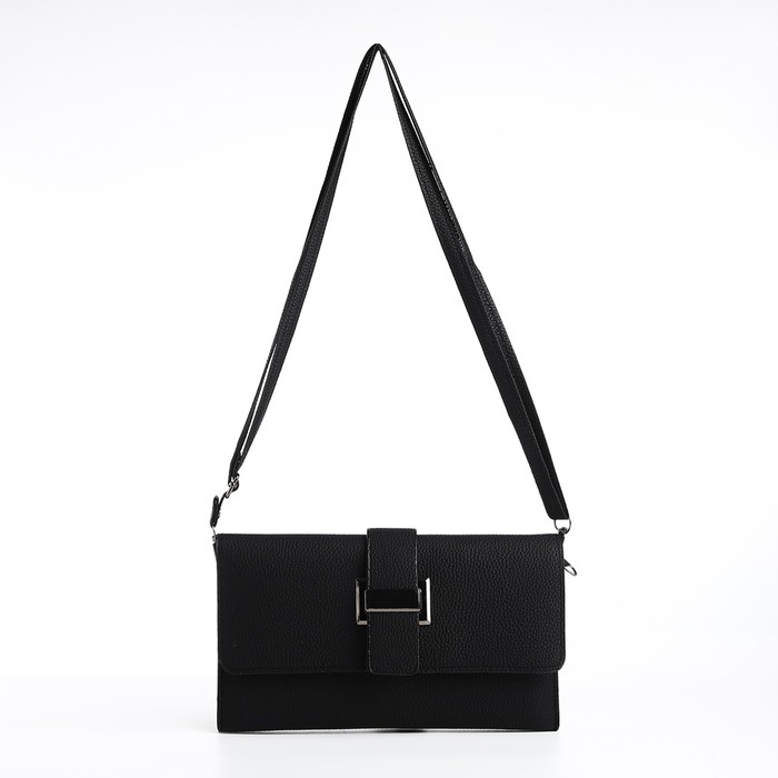 Сумка-клатч на магните, длинный ремень, цвет чёрный Сумка-клатч на магните, длинный ремень, цвет чёрный