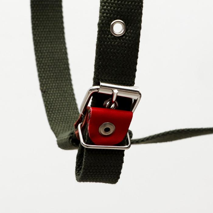 Шлейка брезентовая, регулируемая многоразмерная, 2,5 см, ОШ 45, ОГ 76-90 см, тёмно-зелёная Шлейка брезентовая, регулируемая многоразмерная, 2,5 см, ОШ 45, ОГ 76-90 см, тёмно-зелёная