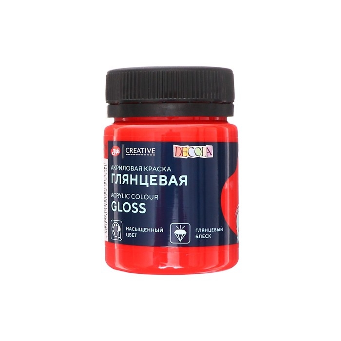 Краска акриловая глянцевая 50 мл, ЗХК Decola, красная, 2928331 Краска акриловая глянцевая 50 мл, ЗХК Decola, красная, 2928331