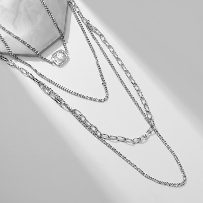 Кулон «Цепь» круглая жемчужина в огранке, цвет белый в серебре, 60 см Кулон «Цепь» круглая жемчужина в огранке, цвет белый в серебре, 60 см