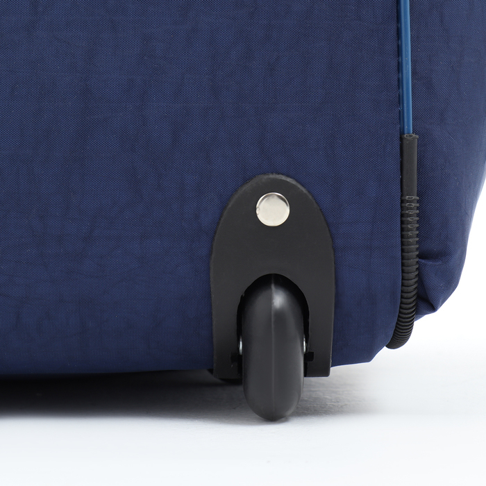 Сумка дорожная на колёсах, отдел на молнии, с увеличением, 2 наружных кармана, длинный ремень, цвет синий Сумка дорожная на колёсах, отдел на молнии, с увеличением, 2 наружных кармана, длинный ремень, цвет синий