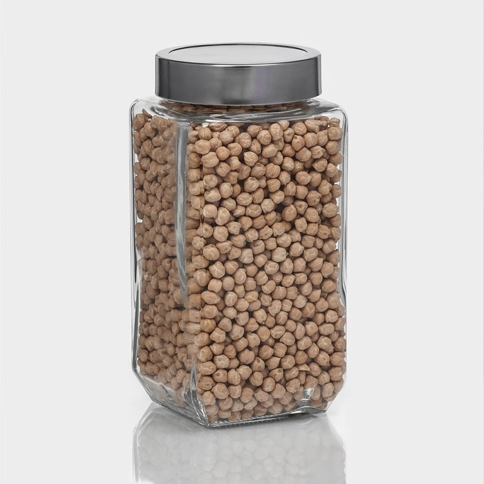 Банка стеклянная для хранения сыпучих продуктов Доляна «Призма», 1 л, 9×18,5 см, с металлической крышкой